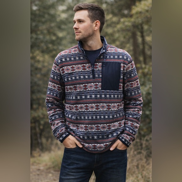 Aeropostale Other - Aeropostale Men’s 2XL 1/4 Zip Soft Fleece Pullover Sweater Aztec Pattern Outdoor